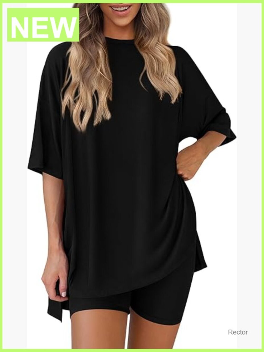 2 Piece Lounge Set - Oversized Shirt & Biker Shorts - Cozy Travel Outfit